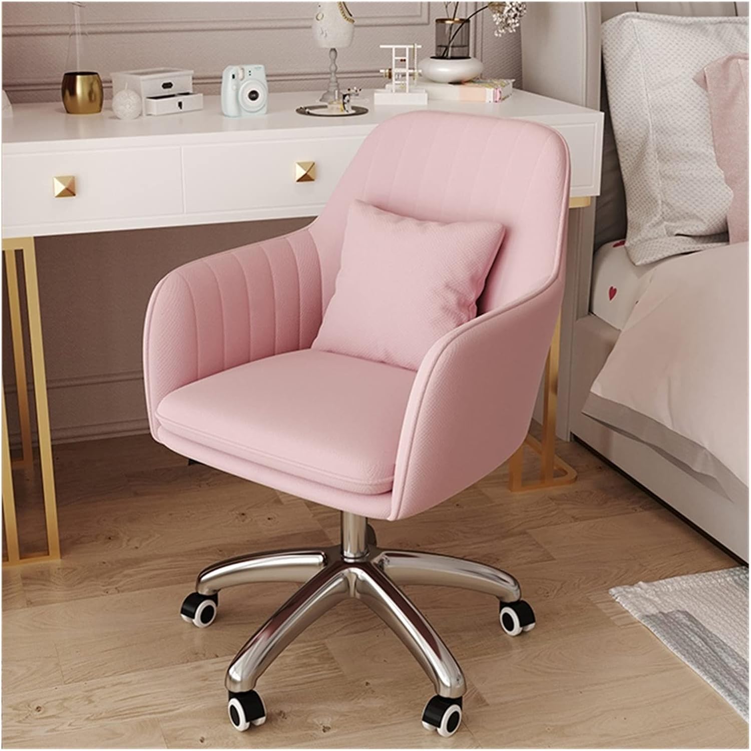 Adjustable Office Computer Chair with Armrest Office Chairs Furniture Swivel Computer Chair Creative Pink Gaming(Purple-Silver)