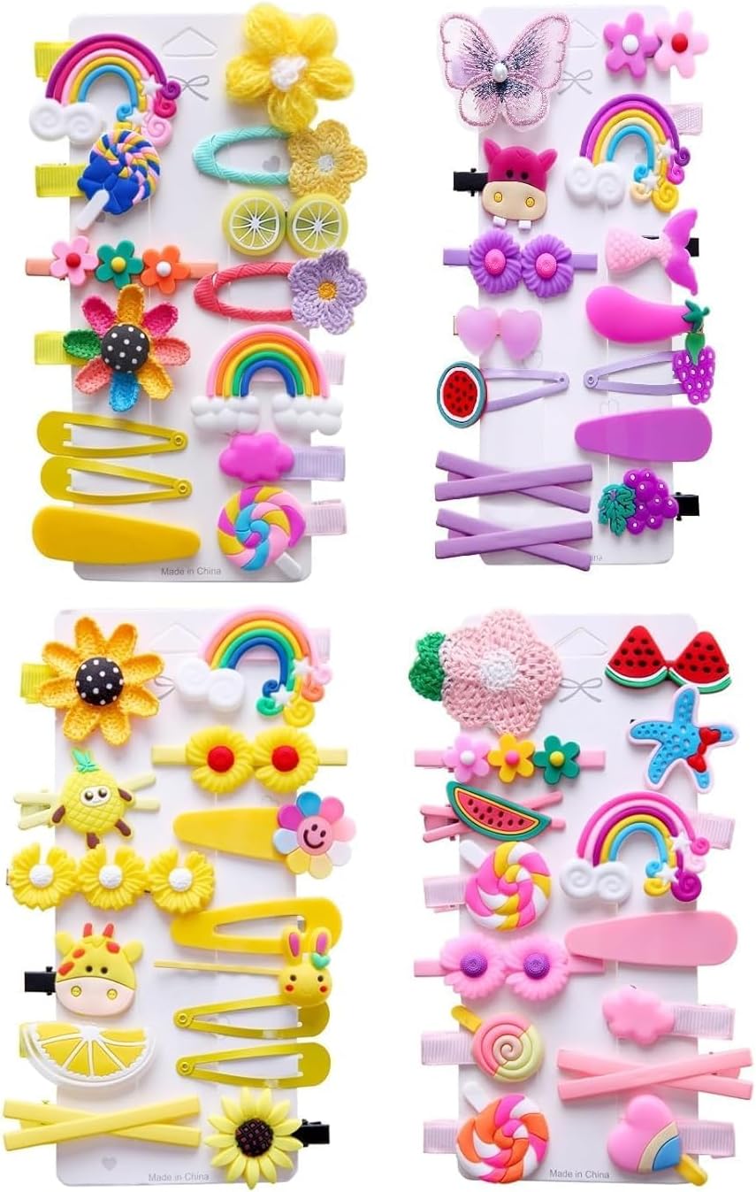 Idrese 42PCS Baby Hair Clips, Hair Pin, Barrettes for Girls, Toddler Girls Hair Accessories, Kids Hair Clips for Styling, Flower Rainbow Candy Fruits Butterfly Cute Hair Clips for Girls