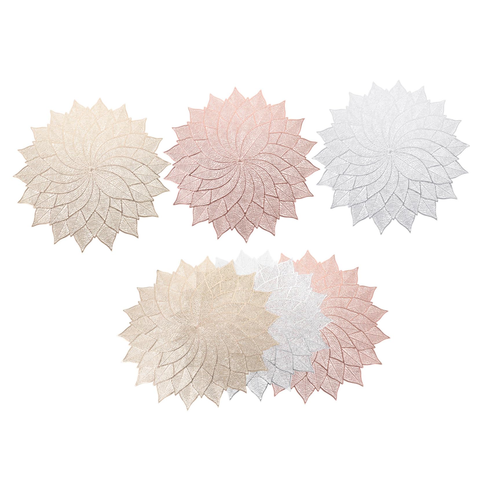 SOLUSTRE Tovagliette Rotonde in PVC Decorazione Traforata, Set da 6 Pezzi, Isolamento Termico, per Feste e Pranzi