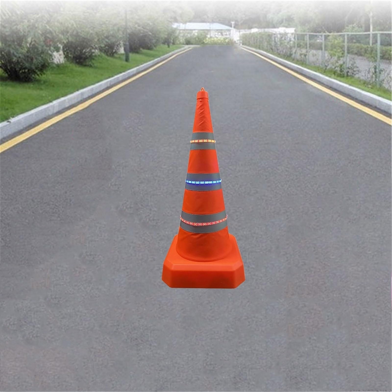 stożek bezpieczeństwa Pachołki drogowe 70 cm, 5 sztuk, składane, z odblaskowymi kołnierzami, pasek świetlny do bezpieczeństwa na drodze, parkingi Autostrada