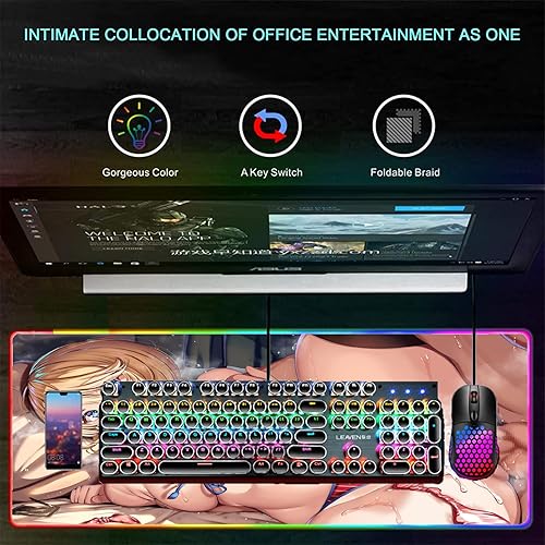 Miniatura 5 de Alfombrilla de mouse de anime para niña, sexy, XXL RGB, accesorios de juegos, alfombrilla de escritorio LED, alfombrillas de juego, alfombrillas de