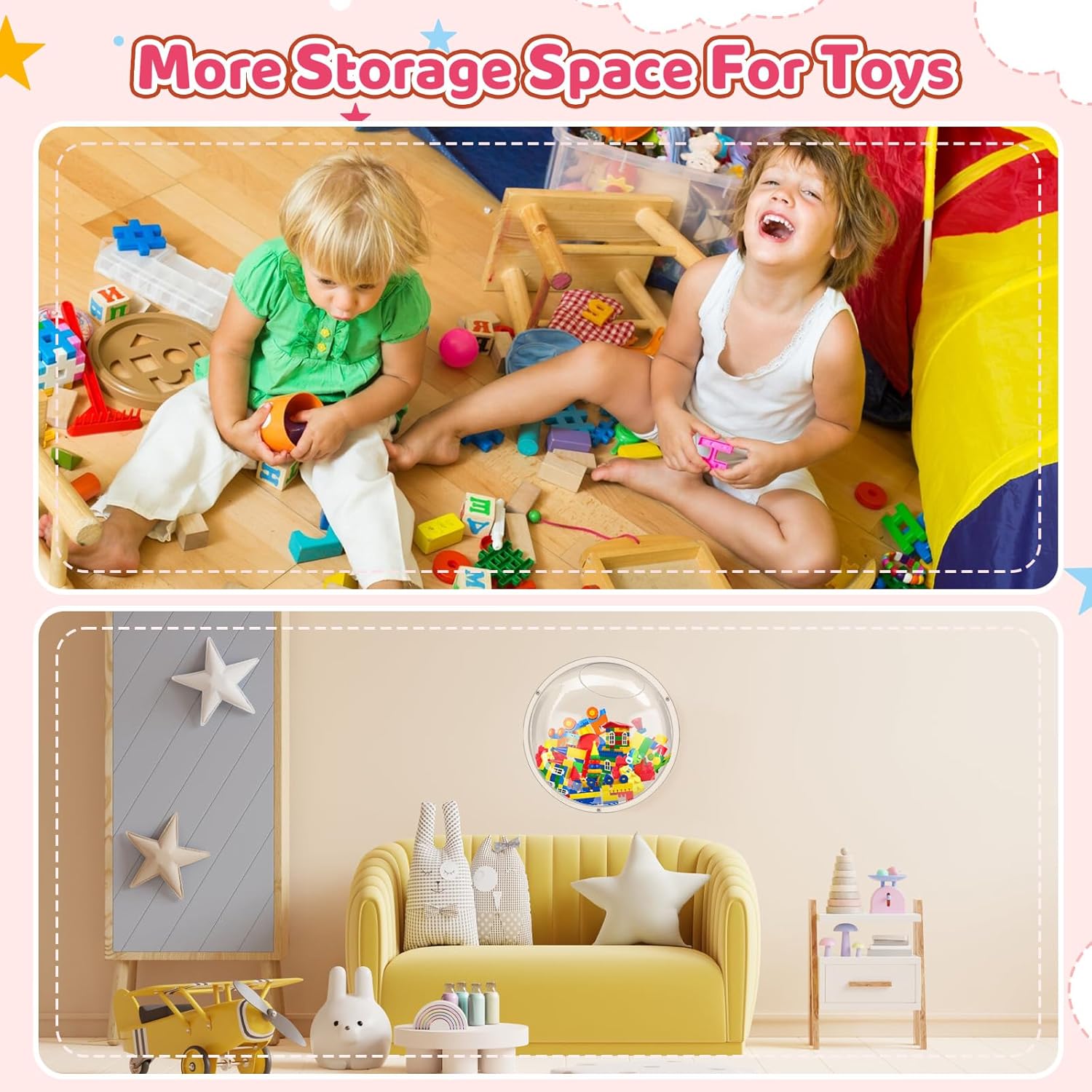 Acrylic Toy Dispenser for Wall, Acrylic Wall Organizer Toy Storage Display with Back Panel Hanging Clear Holder for Blocks, Snacks, Cars - Image 5