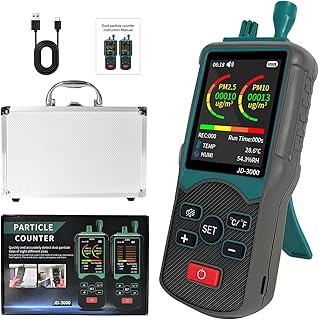 Handheld Dust Particle Detector,High Sensitivity 6-Channel PM0.3/0.5/1.0/3.0/5.0/10 µm Particulate Monitor PM2.5, PM10 Transfer/Storge Air Quality Pollution Monitor JD3000