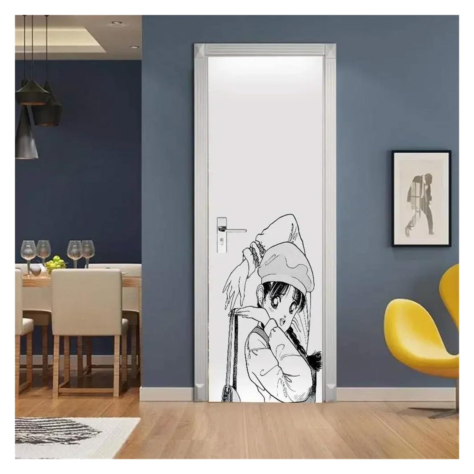 Sticker de porte de statue de figurines pour masquer les défauts papier peint auto-adhésif E