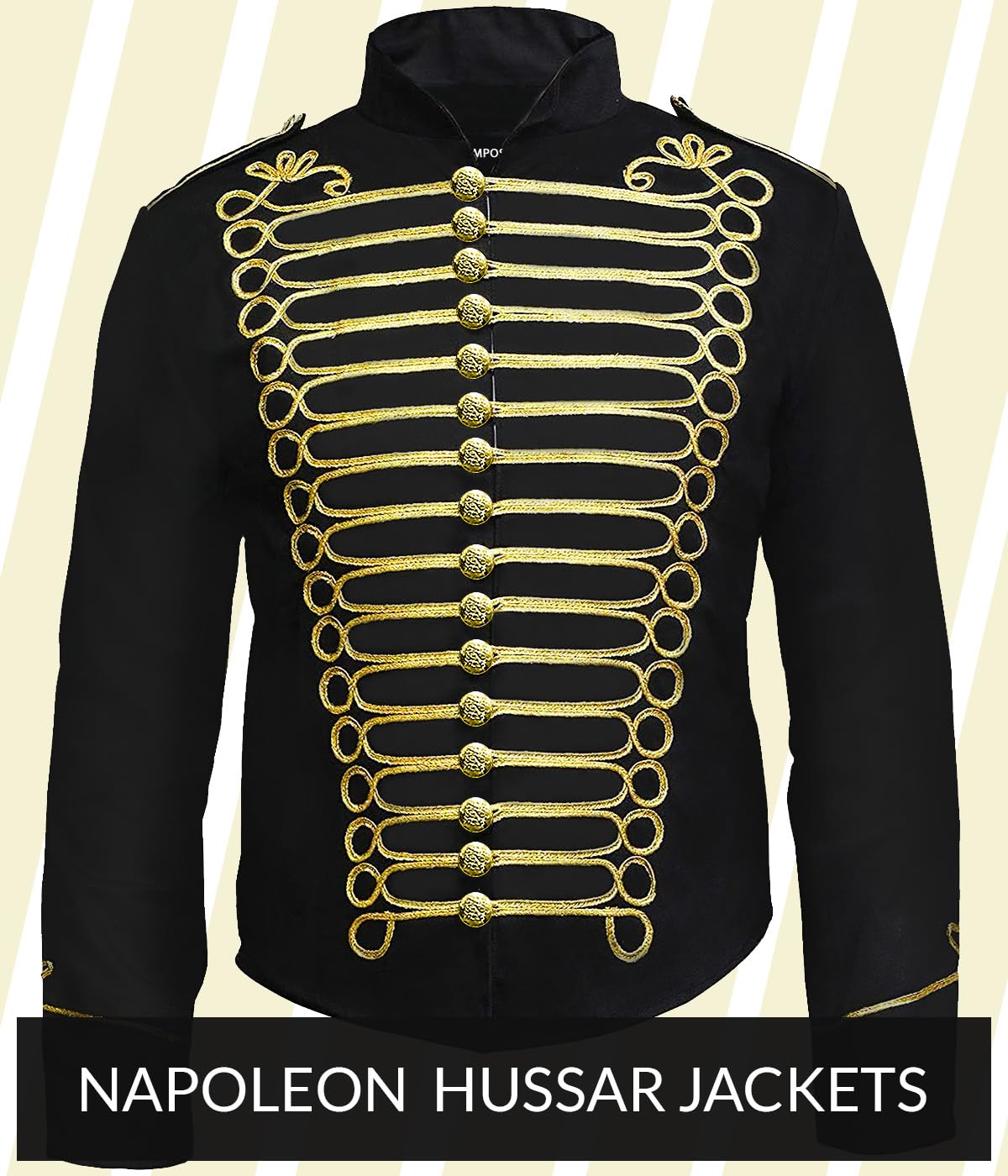 Pamposh Steampunk Hussar Napoleon Military Drummer Défilé Veste