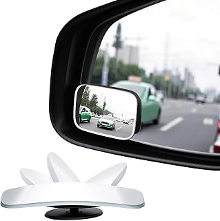 Amfor HD Glass Frameless Blind Spot Mirrors for Cars - Adjustable Stick-On Convex Lens Rectangle 2 Pack Universal Fit