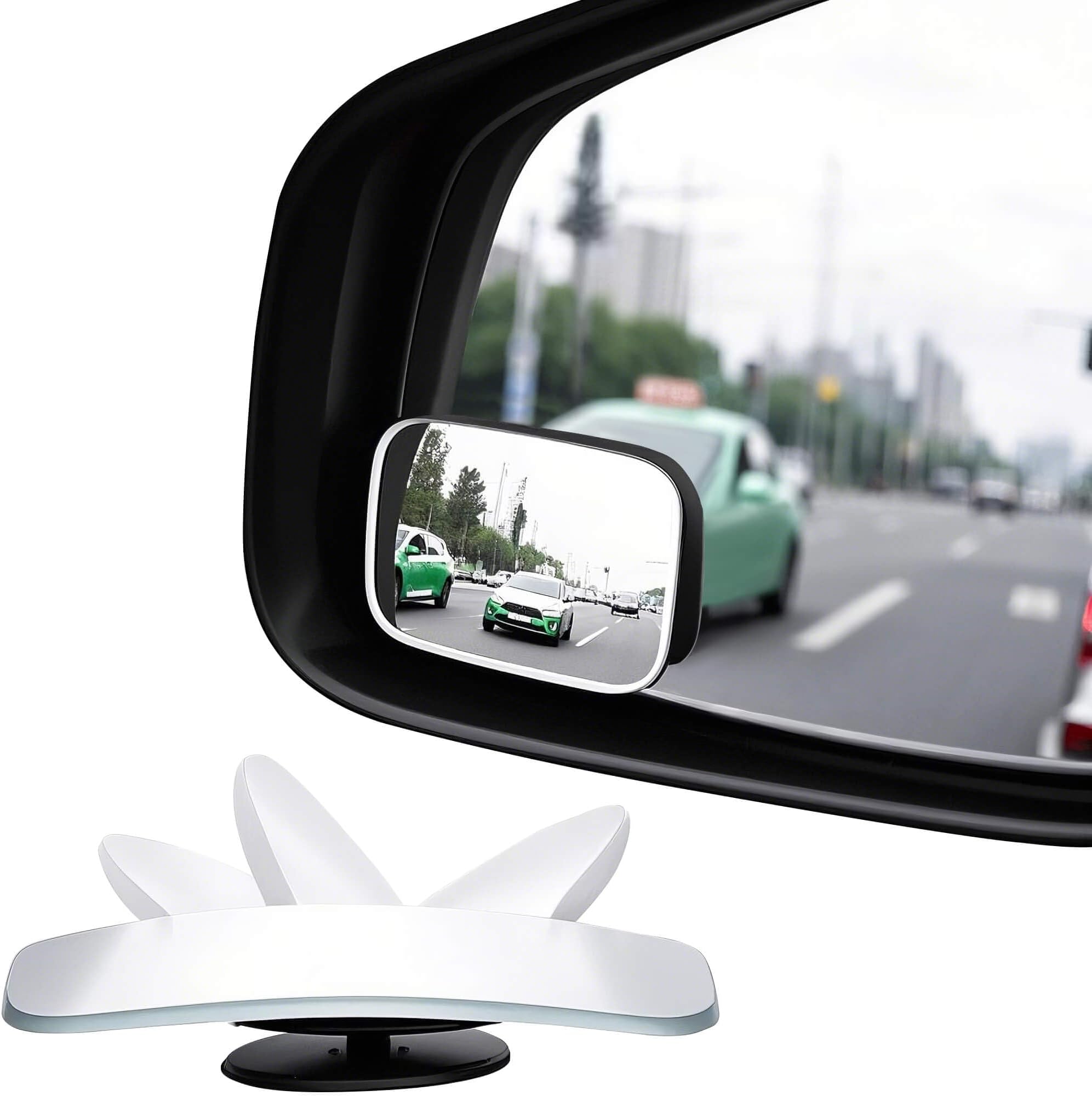 Blind Spot Mirror, Amfor HD Glass Convex Lens Frameless Adjustable Blind Spot Mirror for All Universal Vehicles Car Stick-on Design (2 PCS) (Rectangle)