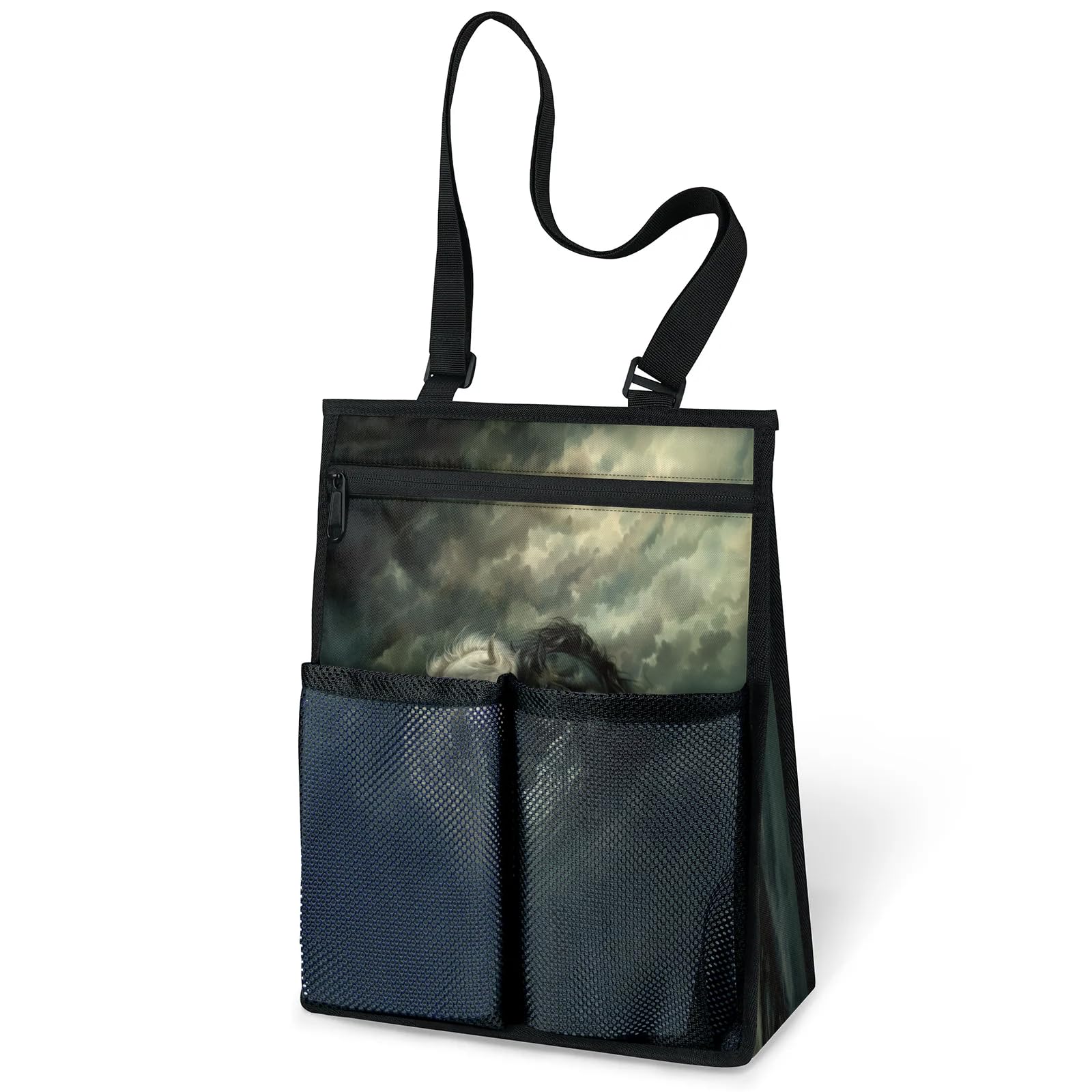 Ourtheme Horses Print Portable Shower Bag for Travel Gym Camp Beach Tote Shower Caddy Bags Hanging Toiletry Organizer
