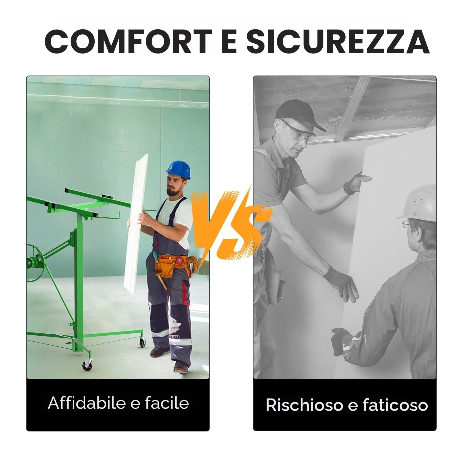 Alzalastre per cartongesso XXL TEENO,alzalastre per cartongesso,pannelli cartongesso,Regolabile In Altezza 140-325 cm, Portata Di 68 Kg,Verde