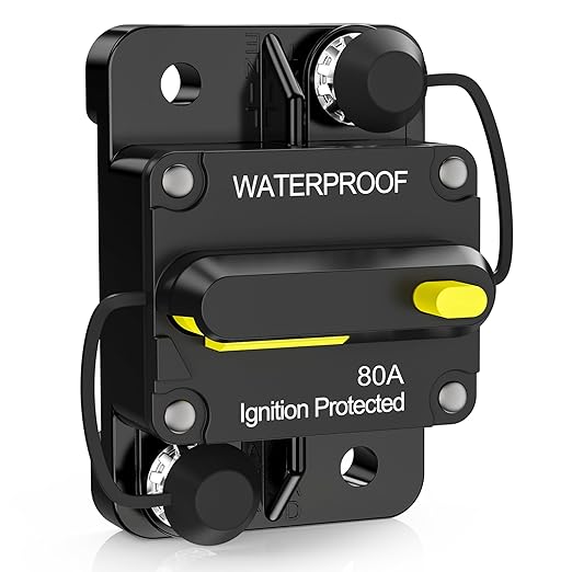 MICTUNING 80 Amp Circuit Breaker with Manual Reset 12-32V DC for Car Audio RV Marine Boat Truck Trolling Motors Manual Power Protect for Audio System Fuse