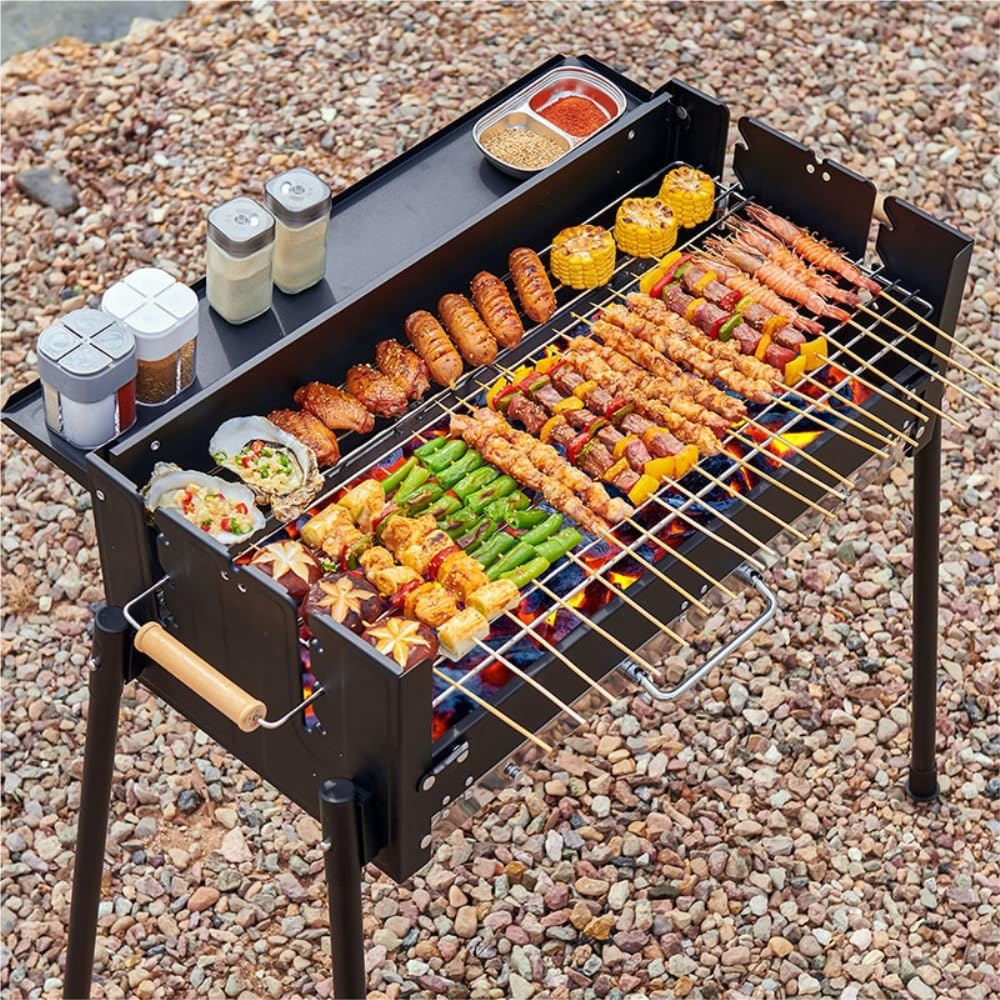 Griglia for Barbecue a Carbone Pieghevole Portatile, Resistente Cortile all'aperto e griglia da Campeggio