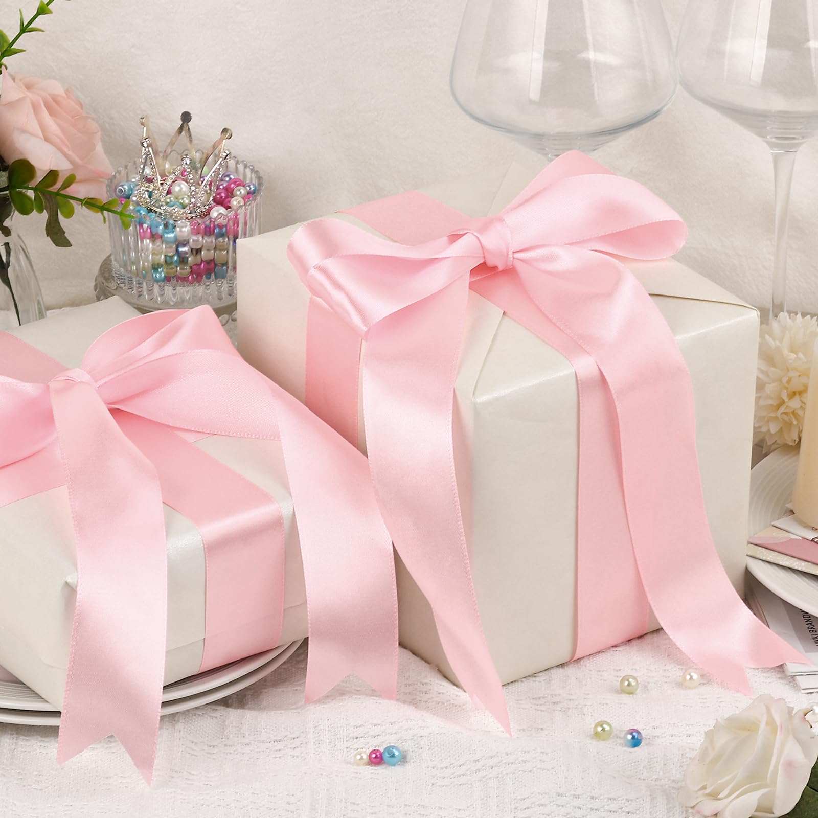 Snapklik.com : 1-1/2 Inch Light Pink Ribbon,25 Yards Light Pink Fabric ...
