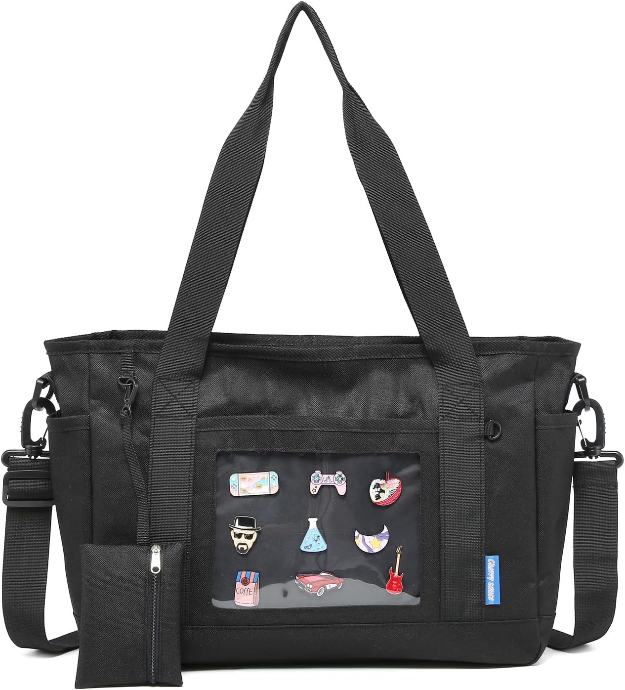 Canvas Tote Ita Bag Luggage Bag Shoulder Bag Kawaii Purses and Handbags with Pin Display for Mens Womens