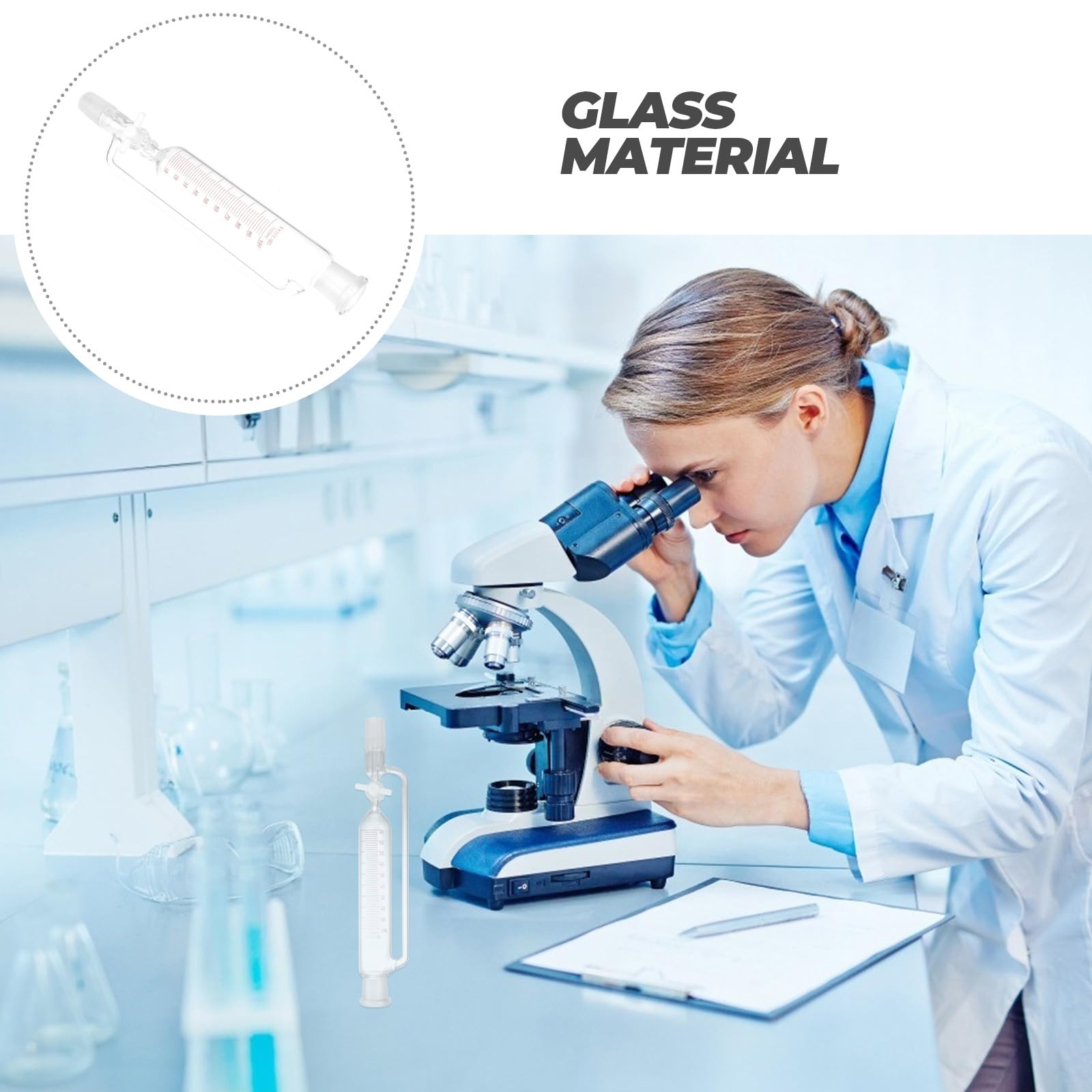 Embudo de Decantación Experimental Cilíndrico para Laboratorio Material Sintético y Alta Durabilidad Química para Separación de Líquidos