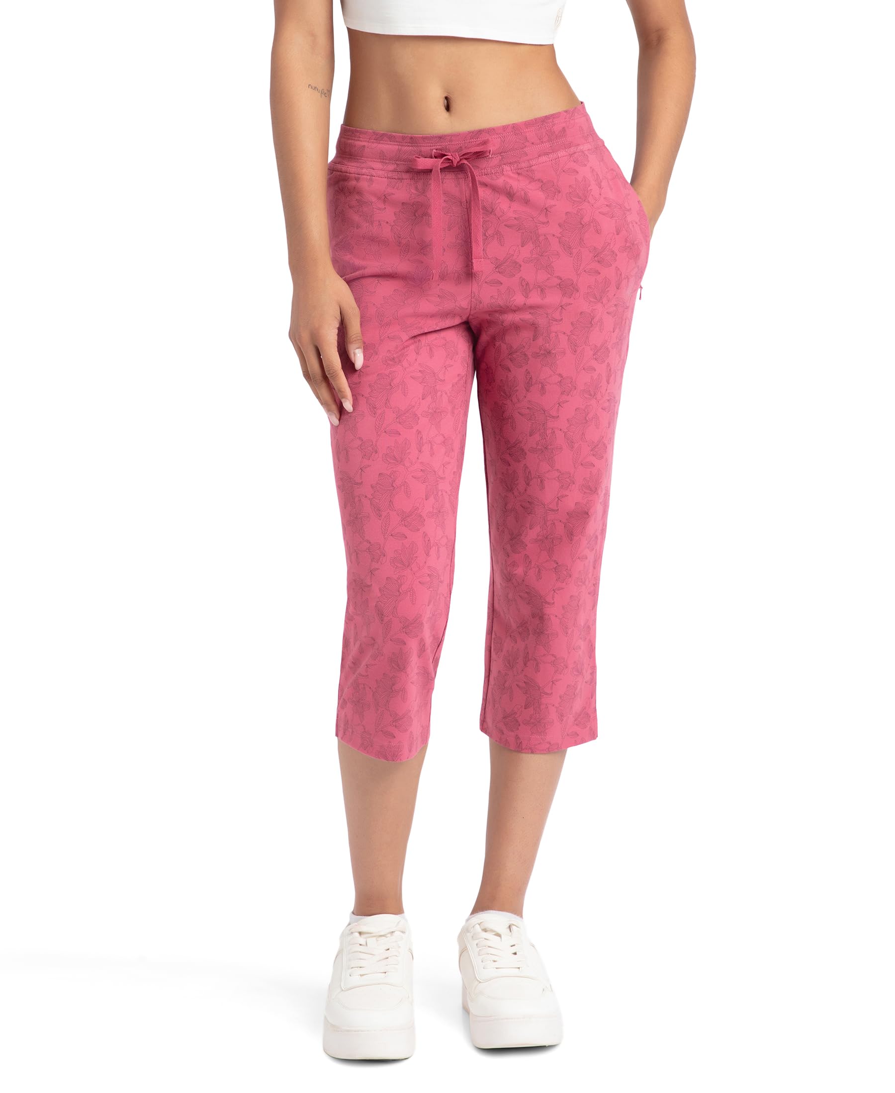 jockey 1300 Women's Super Combed Cotton Elastane Stretch Slim Fit Mid Rise Printed Capri with Side Pockets-picture-13