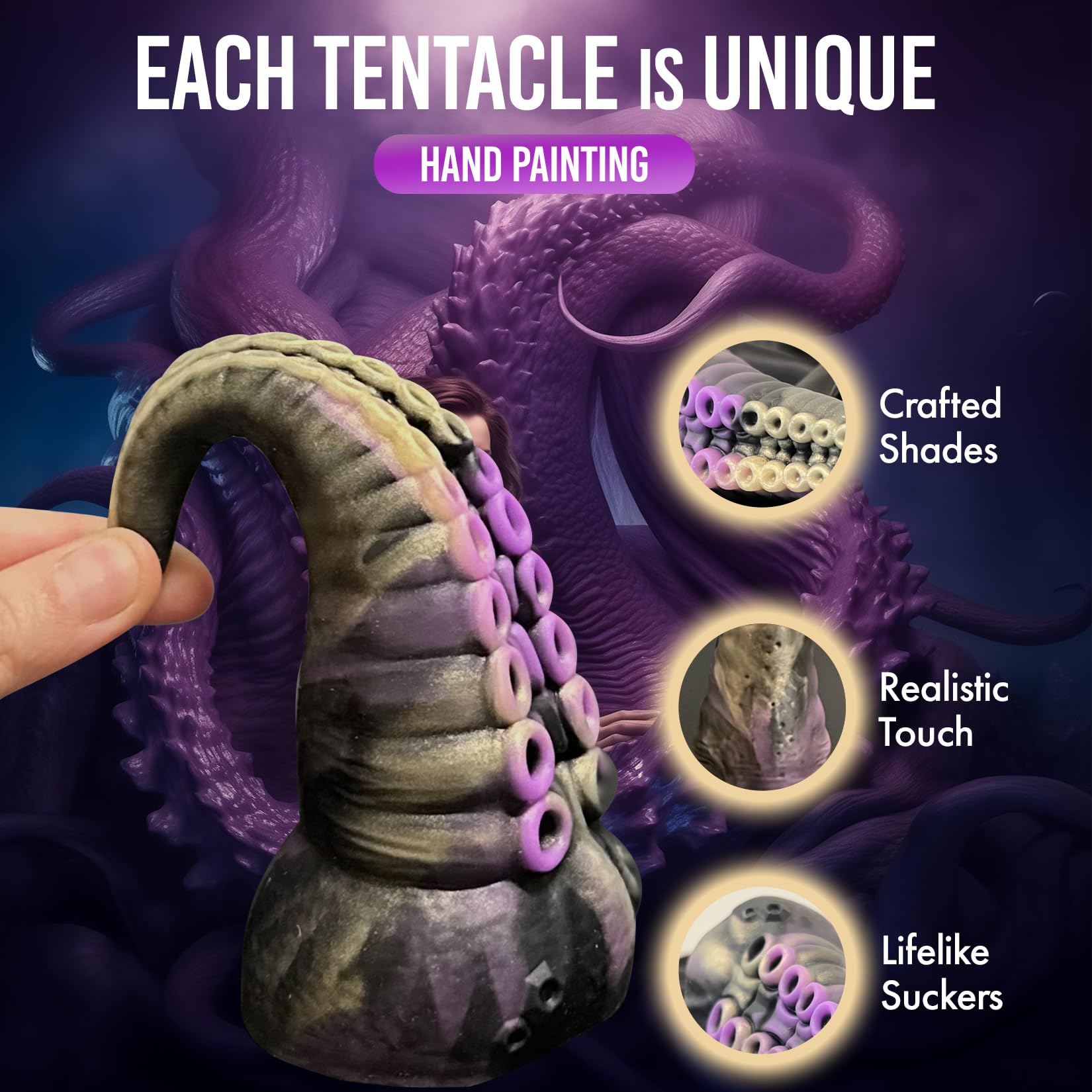 Tentacle Dildo for Women & Men 6.5" Adult Sex Toy Realistic Monster Dildos with Strong Suction Cup Liquid Silicone Fantasy Anal Plug Prostate Massager for Hands-Free Play Dragon Dildo for G Spot, Anal: Tidal Touch