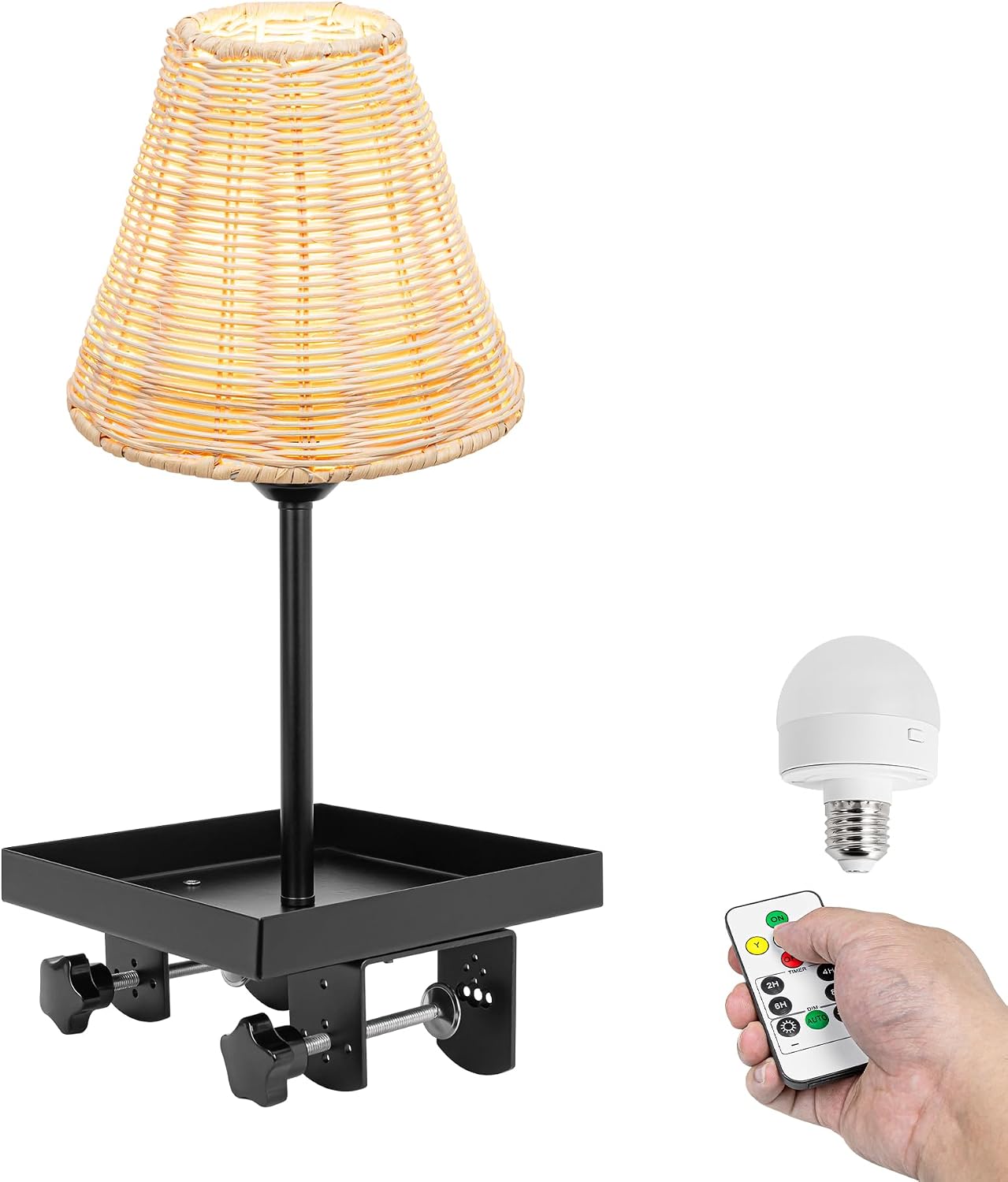 Kiven Rechargeable Clip-On Bedside Reading Lamp with Shelf, Farmhouse Bed Headboard Lamp with Remote Control and Timer, Anti-Glare Dimmable Night Light for Bed, Headboard,Dorm Room DZ0527