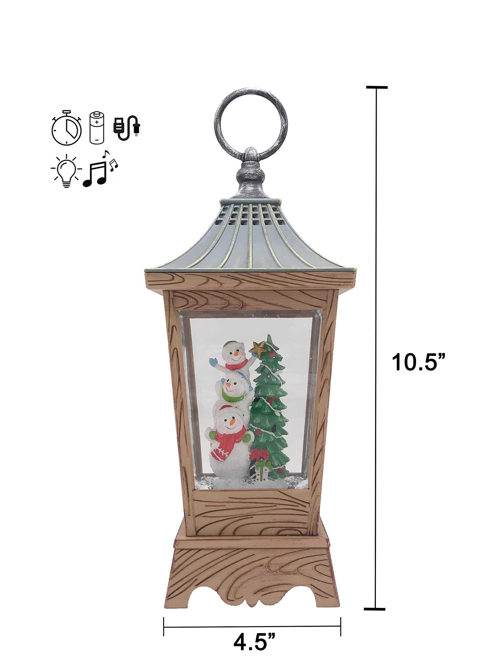 Victory Creative Christmas Season Greeting Illumination Snowman Musical Water Globe Lantern 10.5