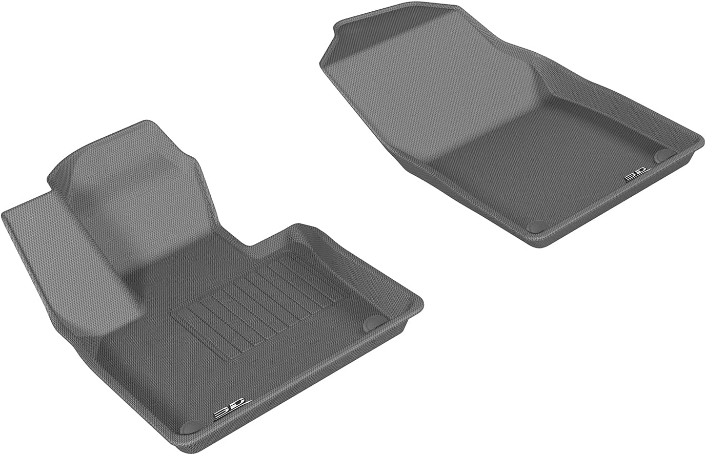 3D MAXpider Front Row Custom Fit All-Weather Floor Mat for Select Volvo XC90 Models - Kagu Rubber (Gray)