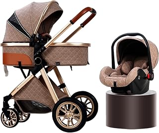 Carrinho de guarda-chuva de bebê com cesta para viagem de bebê dobrável carrinho de bebê carrinho de dormir carrinho de bebê de luxo carrinho de bebê com almofada de resfriamento (caqui)