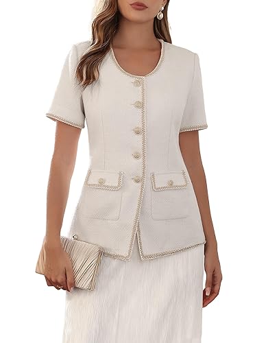 M.Infisavo Tweed Blazer Jackets for Women 2025 Spring Summer Elegant