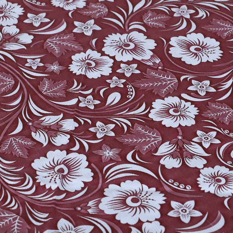Image of Dakshya Industries Printed PVC Plastic Flowered 4 Seater Round Shape Table Cover (Size- 60 Inches Round)