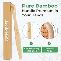 Vista 5 de GENKENT Cepillos de dientes de bambú, paquete de 12 cepillos de dientes naturales, sin BPA, cerdas suaves, cepillo de dientes ecológico de carbón