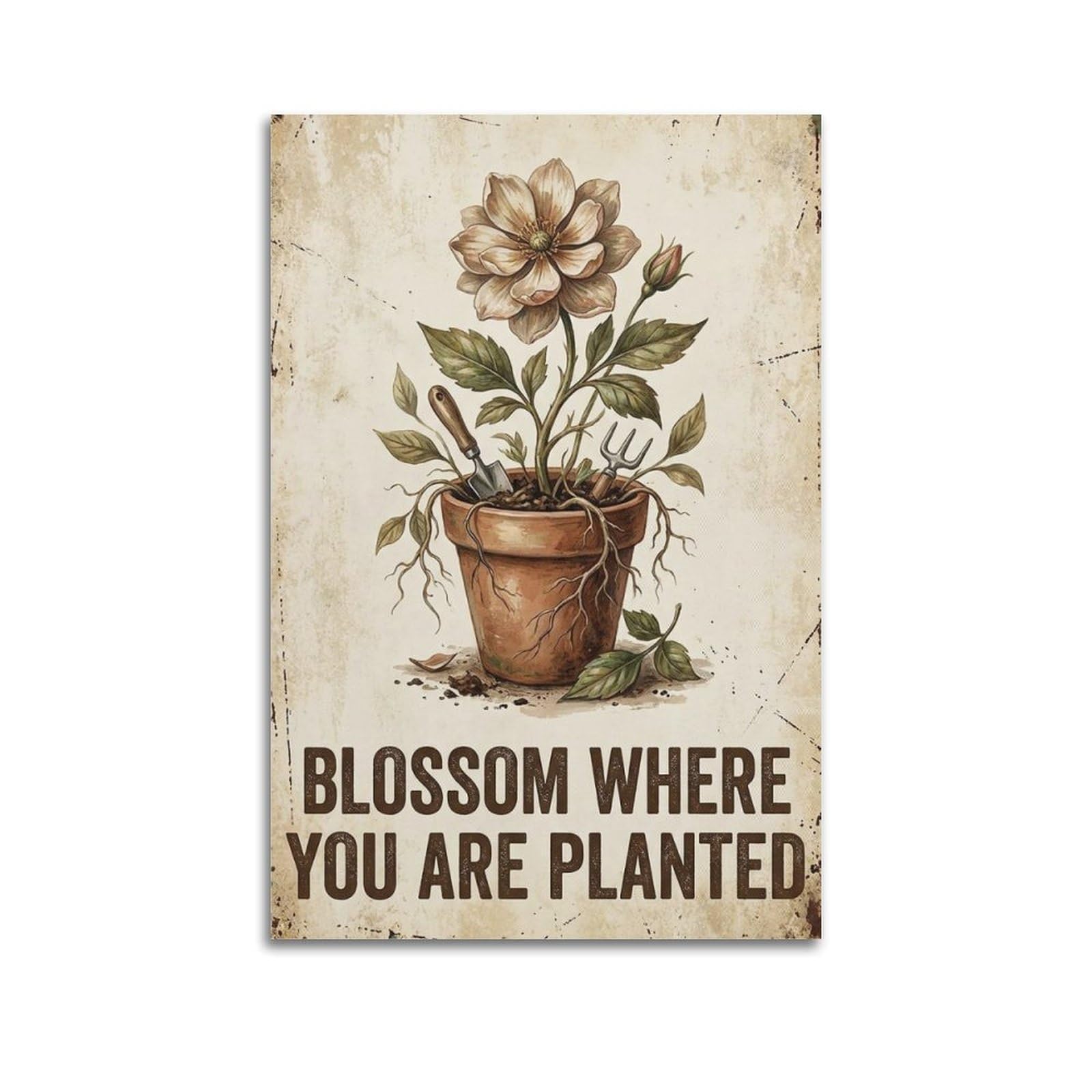 OKAHYS Blossom You Are Rustic Vintage Poster Botanical Garden Modern Decorative Canvas Prints - Ideal Wall Art for Family, Man Cave, Game Room, Boys & Girls Bedroom 24x36inch