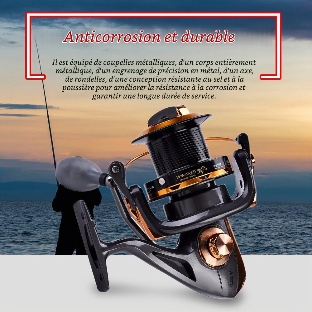 Moulinet de pêche 12 + 1BB haute vitesse métallique pour pêche en eau salée et en eau douce