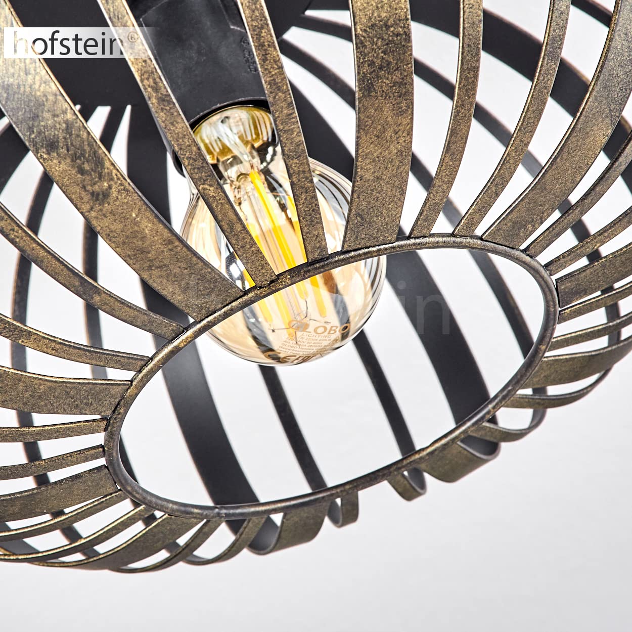 hofstein Plafoniera Oravi, plafoniera in metallo nero/oro antico, con paralume a traliccio, Ø 30 cm, 1 luce, attacco E27, luce moderna con gioco di luce, senza lampadina