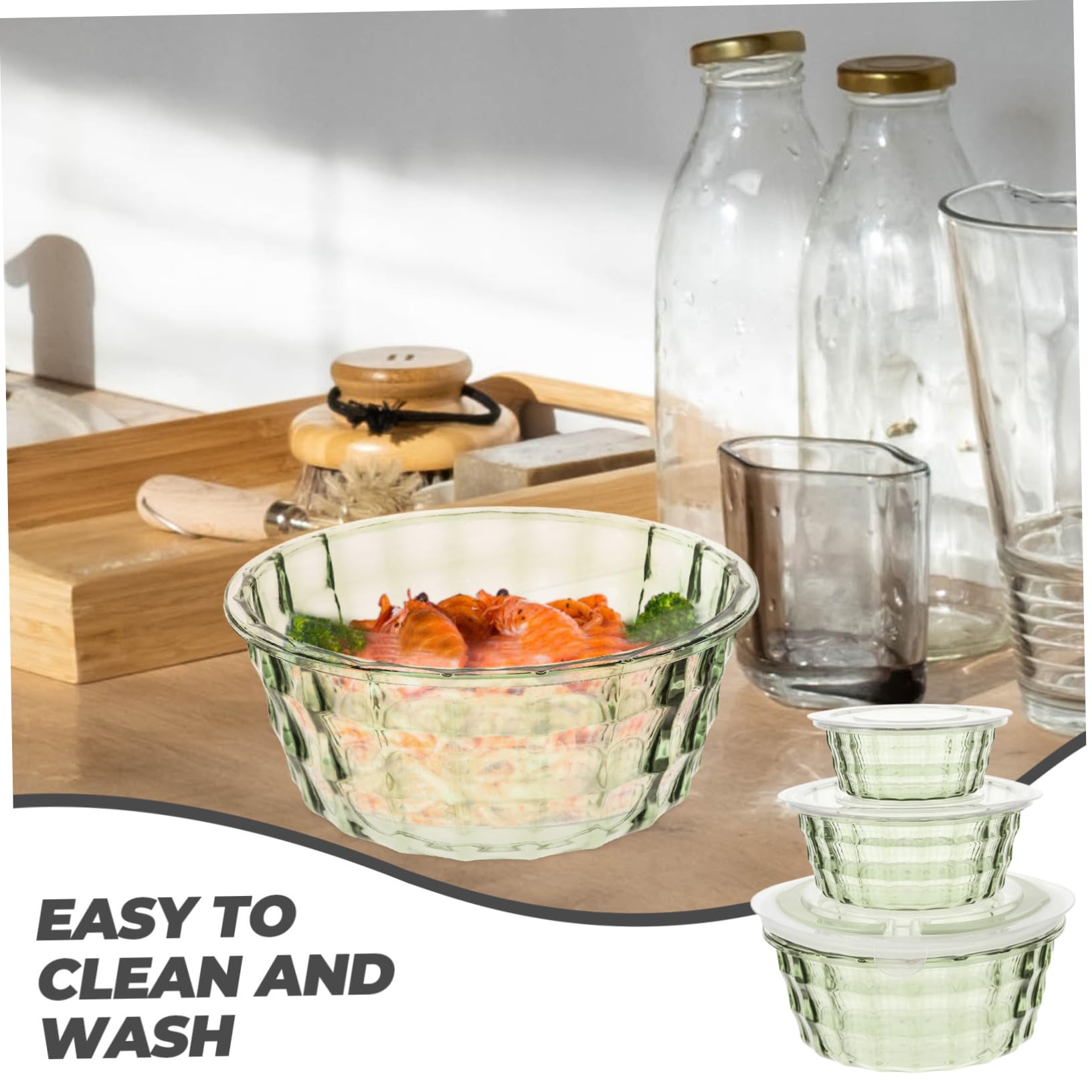 3piezas Caja De Almacenamiento De Cocina Unid Asa y Tapa Sellada Contenedores Para Cereales y Frutas