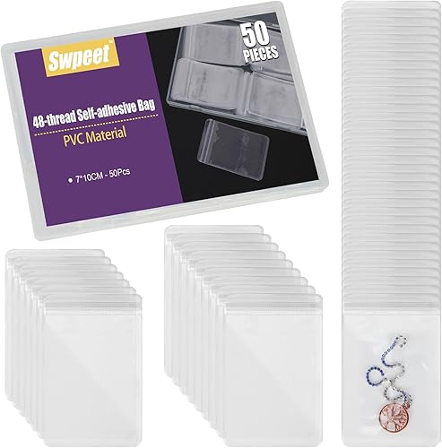 Swpeet 50 bolsas de joyería de PVC transparente de 2.75 x 3.93 pulgadas de groso