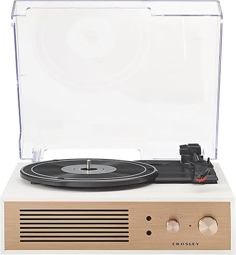 Miniatura 11 de Crosley CR6045A-CR Miles Tocadiscos Reproductor de Discos Bluetooth de entrada/salida de 3 velocidades con altavoces incorporados, crème