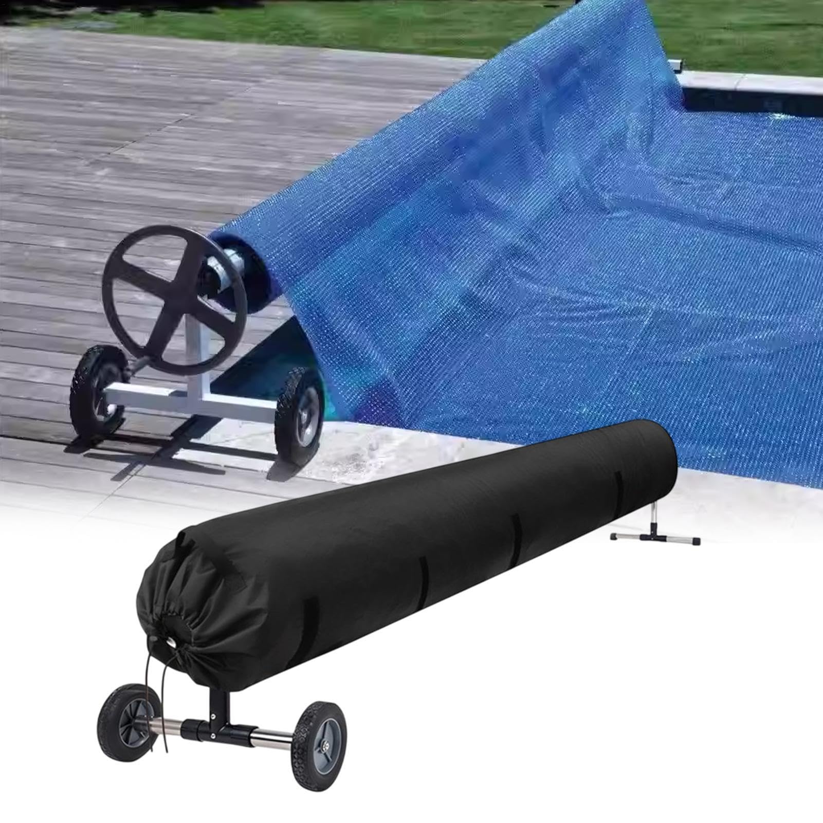 Rullo avvolgitore per copertura piscina Protezione In Oxford 420D Con | Copertura Protettiva Per Telo Solare Per Giardino Esterno Patio Cortile Retro Protezione Da Pioggia Sole Neve E G