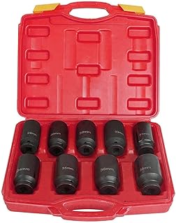 9 Piece Axle Socket Set - OKSTENCK 1/2-Inch Drive Deep Spindle Axle Nut Impact Socket Set, Metric, Cr-Mo,29mm-38mm