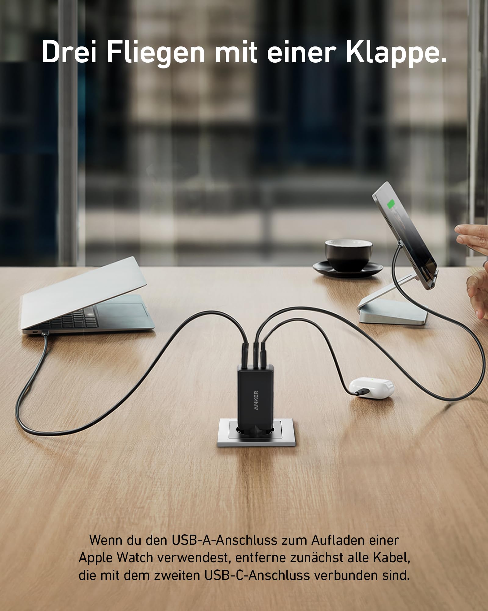 Anker Nano 65W USB C Ladegerät, 3-Port PPS Schnellladegerät, Kompaktes Netzteil für MacBook Pro, iPad Pro, Galaxy S20, Dell XPS 13, Note 20, iPhone 17/16/15 Series