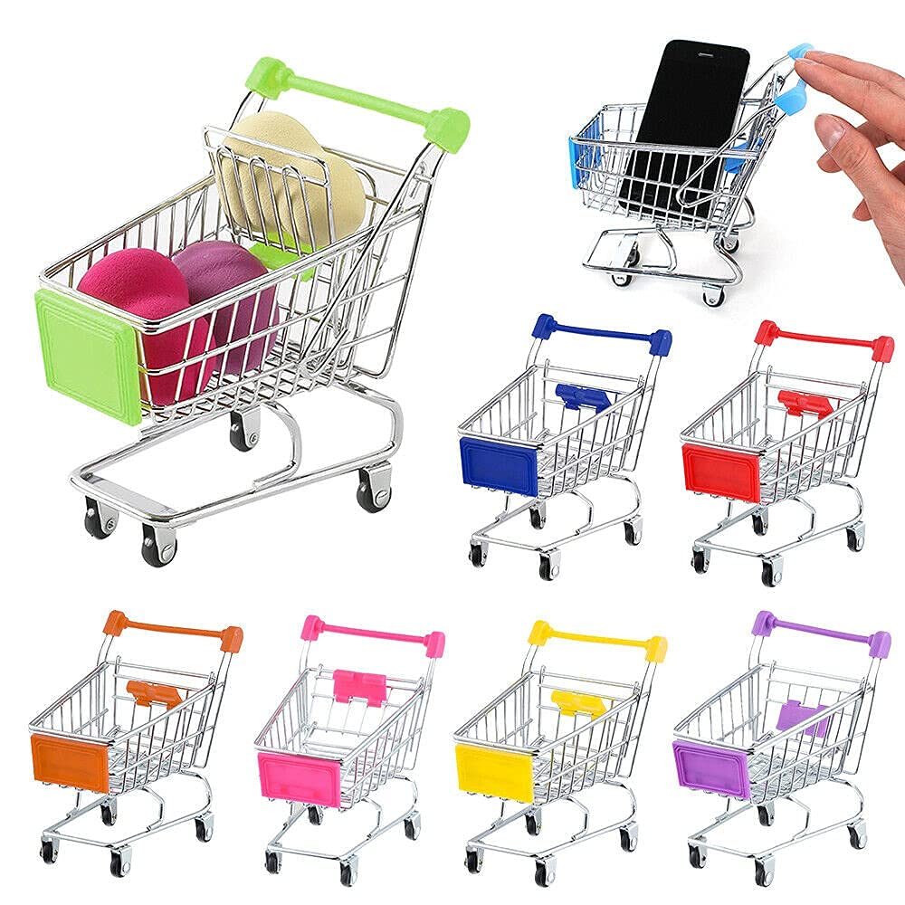 Sumishka Small Miniature Shopping cart Trolley Stainless Steel Decorative Item Perfect Gifting Option Multicolour