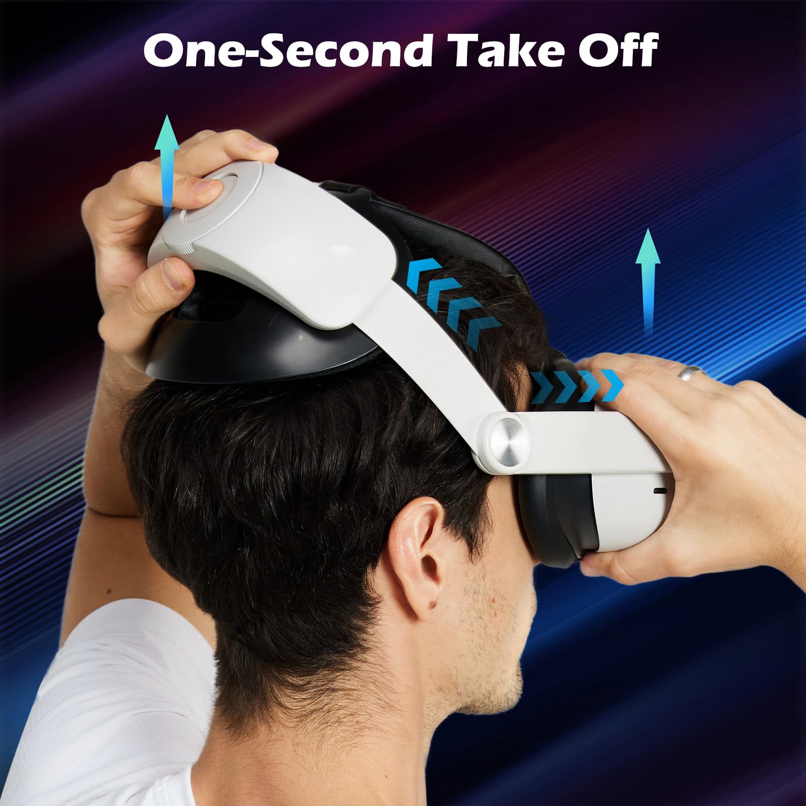 Cinturino Elite per Testa Compatibile con Oculus/Meta Quest 3/Quest 3S, Rilascio con Un Clic & Ritrarre Regolabile Head Strap, Miglioramento Comfort e Immersione Gioco Accessori VR Fascia