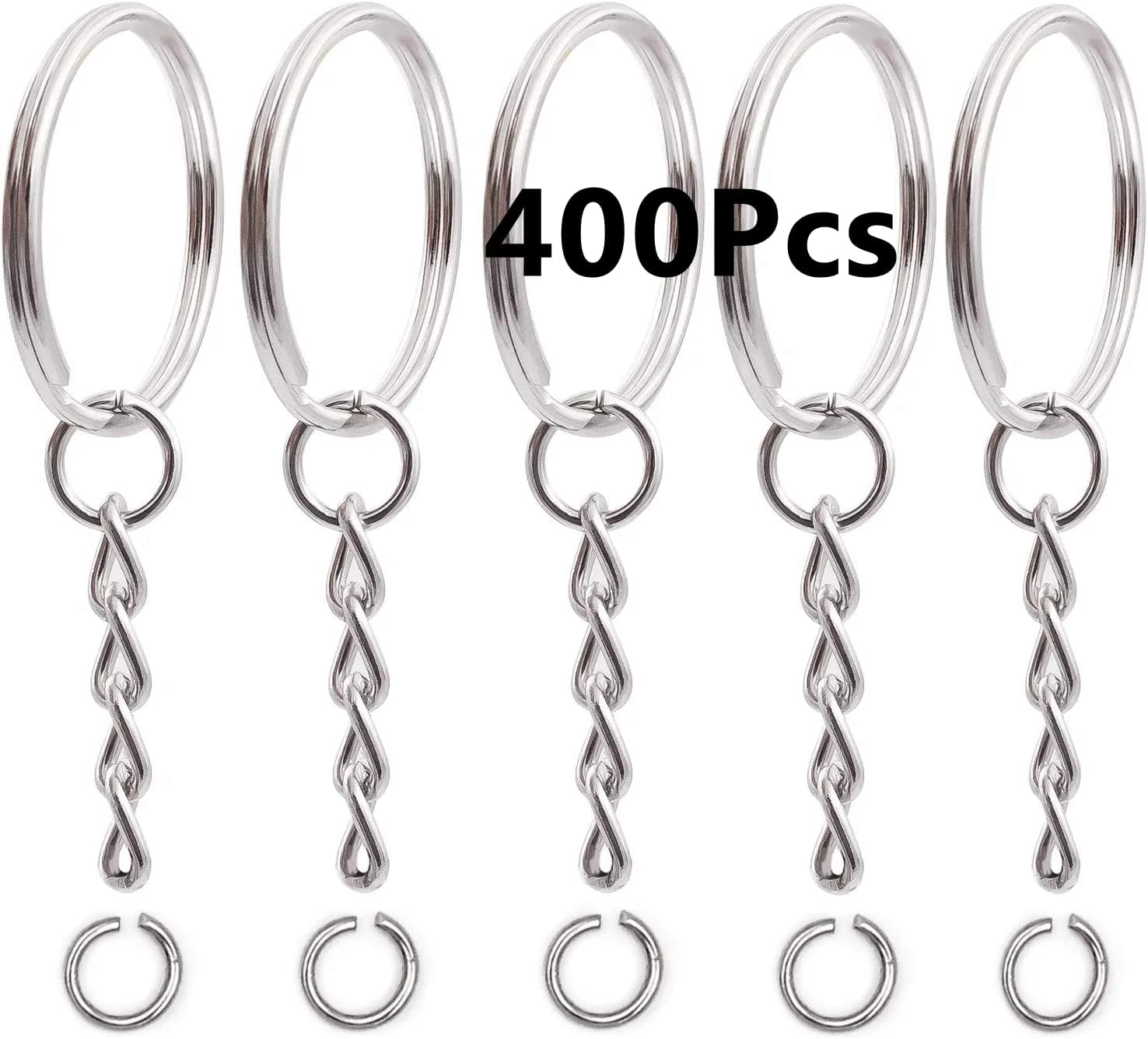 KINJOEK 400 PCS 1 Inch 25mm Key Chain Rings, Metal Split