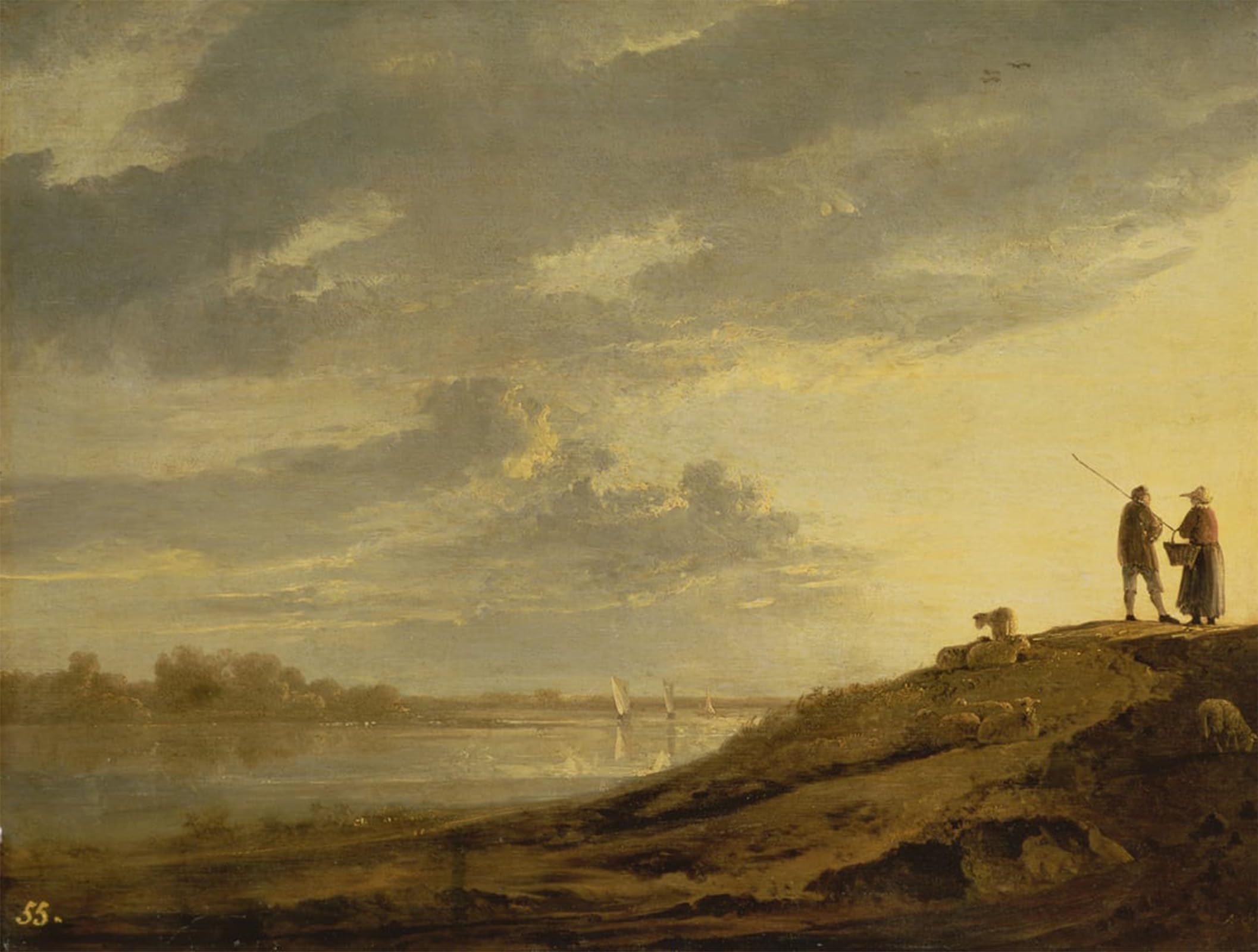 SERENDIPITP Aesthetic Poster Photo Wall Print Retro Picture Sunset Over a River by Aelbert Cuyp Modern Wall Artwork for Home Decor 60x90cm