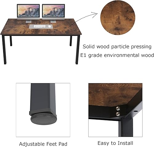 Miniatura 5 de sogesfurniture Escritorio de oficina de 55.1 pulgadas, escritorio para computadora, escritorio para juegos, mesa de computadora, estación de trabajo