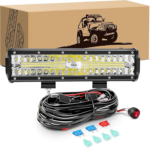 Miniatura 1 de GOOACC Barra de luz LED de triple fila de 12 pulgadas, 300 W, combo de inundación, iluminación de conducción todoterreno, luz de trabajo con arnés