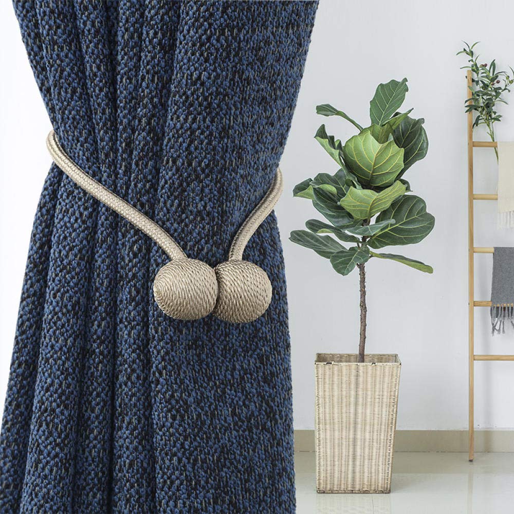 Hebilla de Cortinas 2 Piezas 30 cm Cortina Tiebacks Colgante cinturón Bola imán Hebilla Cuerdas Cortina Accesorios Tieback Correa Hebilla decoración del hogar Azul Marino
