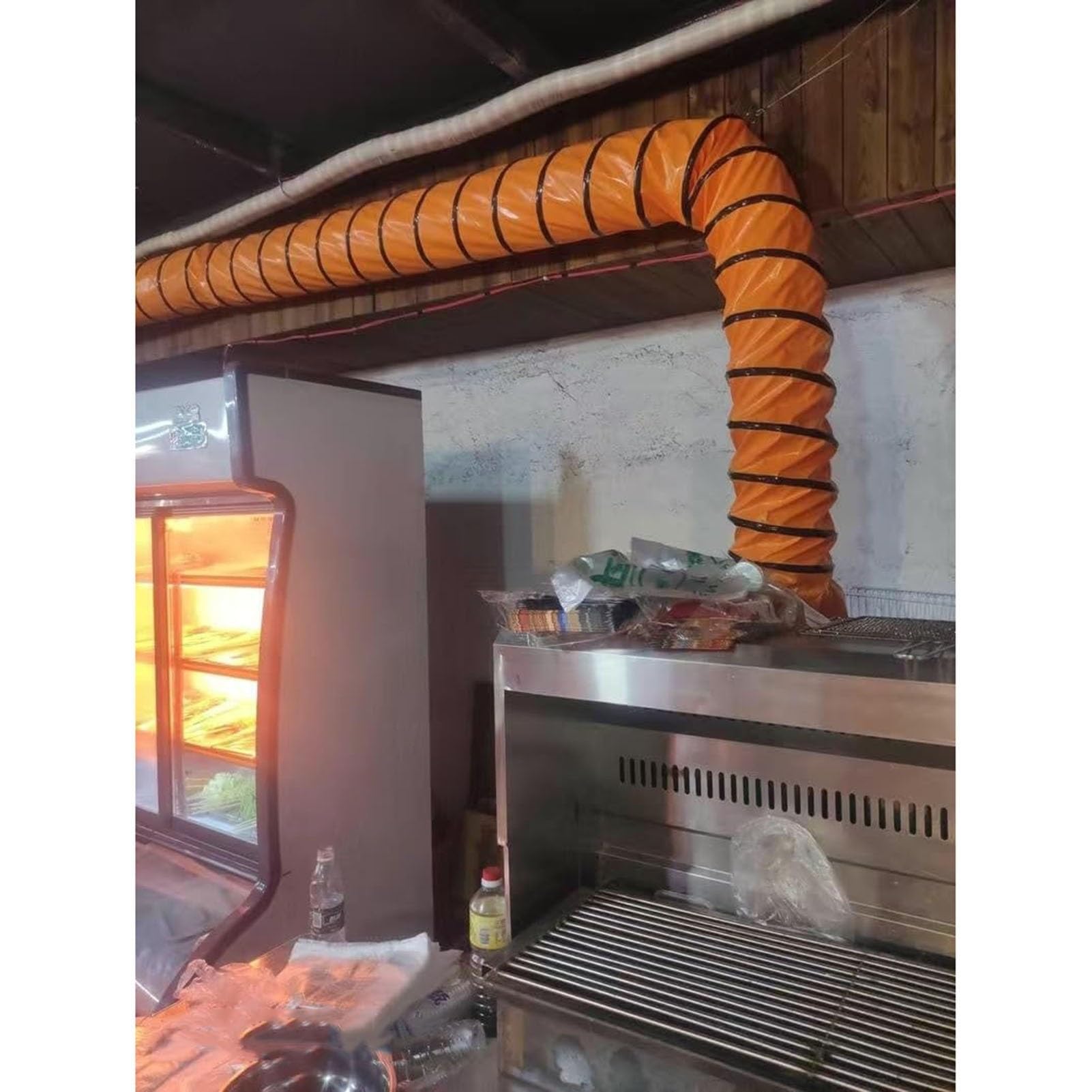 Wąż kanałowy, elastyczny wąż kanałowy PVC do HVAC, trudnopalny kanał wentylatora dmuchawy, regulowana długość 15 cm do 90 m, łatwe przechowywanie z pierścieniem D i liną, idealny do zarządzania
