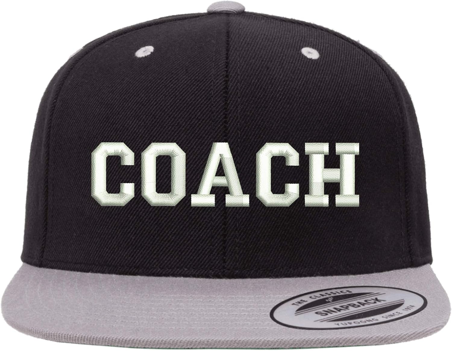 Coach Flat Bill Snapback Unisex Baseball Hat - Hat for Coaches, Sports Hat, Snap Back Baseball Cap