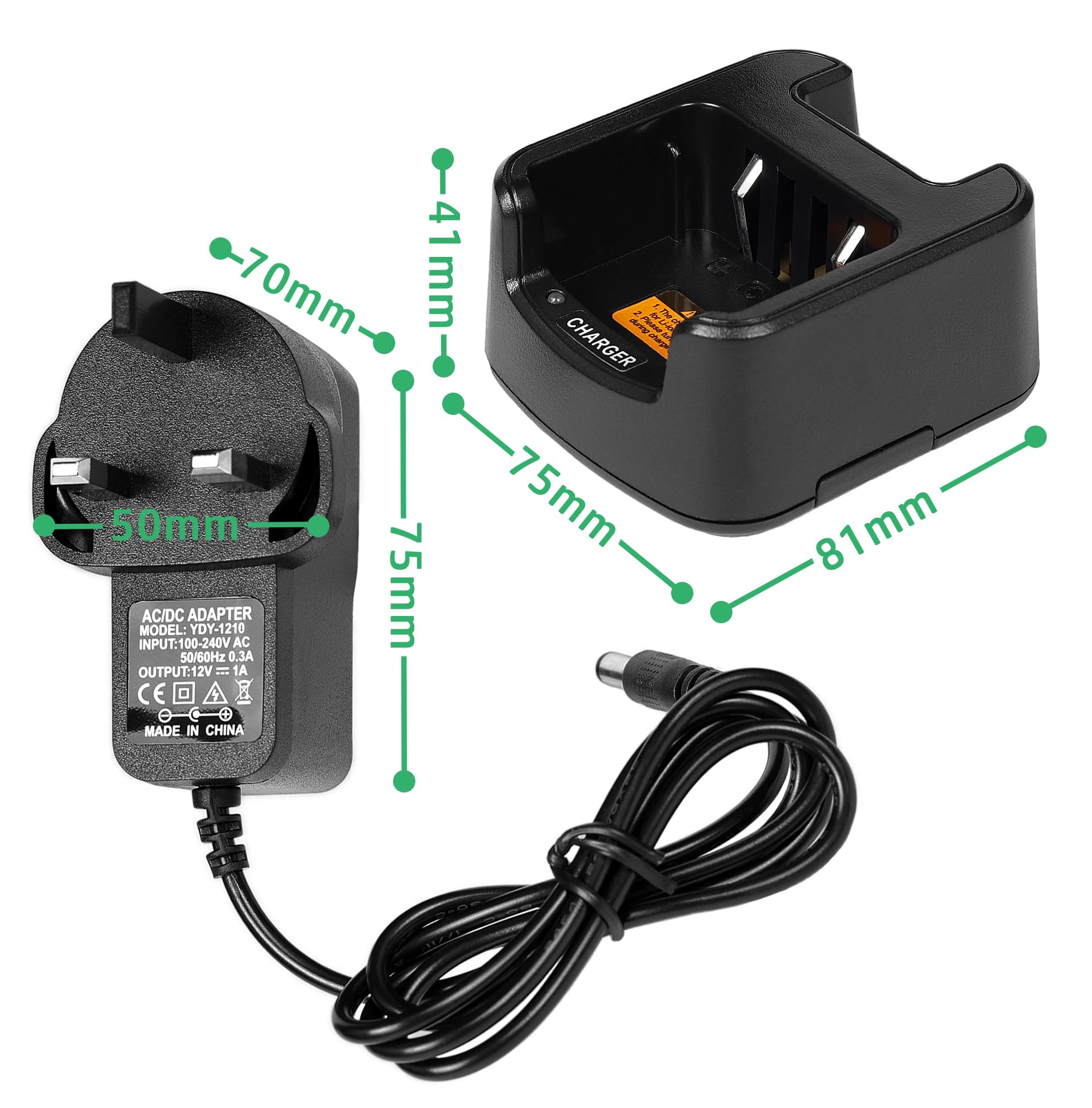 SUNDELY® Desktop Charger Compatible with HYT Hytera Radio TC-446S TC-500S TC-508 TC-510 TC-518 TC-580 TC-585 Walkie Talkie CH10L19 BL1301 BL1719 Battery Charging Dock Cradle Base Station - 5