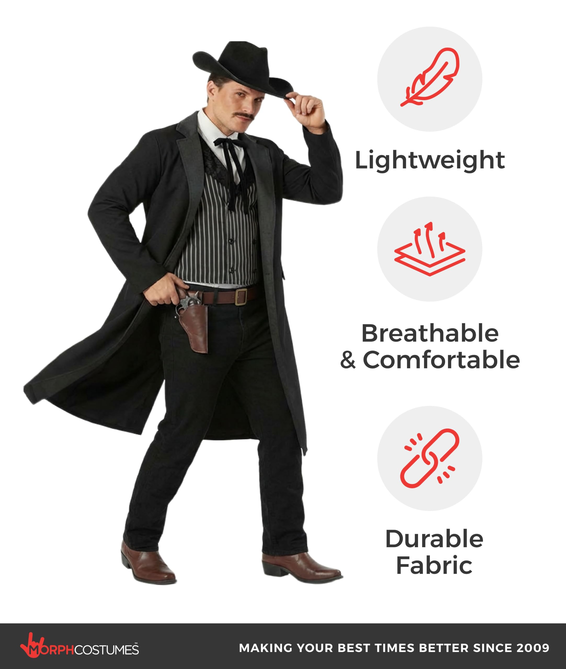Morph Disfraz Sheriff Hombre, Disfraces Sheriff Americano, Traje Oeste Adulto, Disfraz Carnaval Hombre