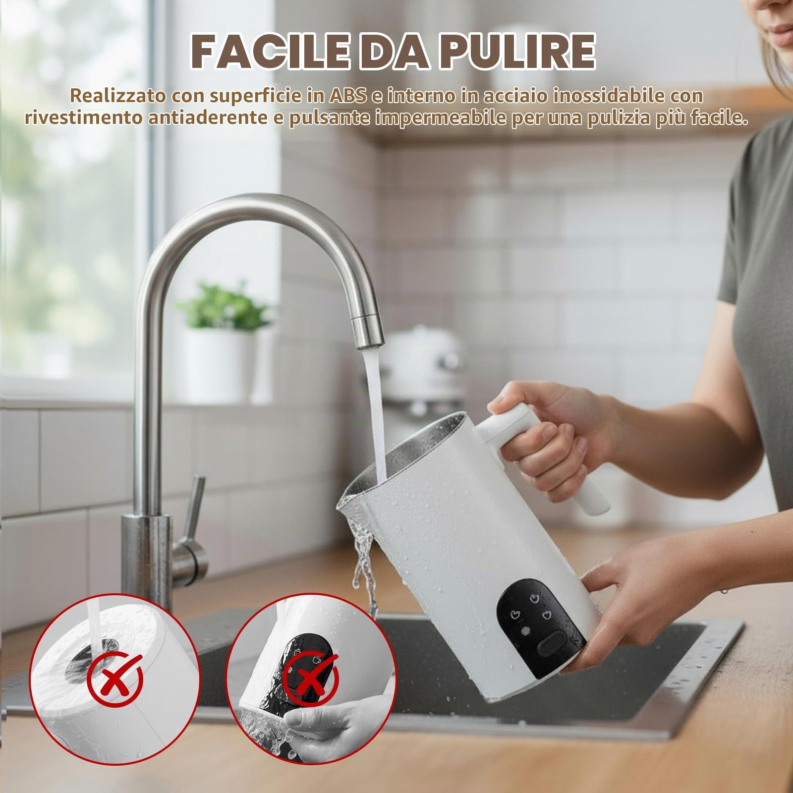 Schiumatore Elettrico 4-In-1: Schiumatore Automatico Per Latte Caldo E Freddo, Spegnimento Automatico, Design In Acciaio Inox, Funzionamento Silenzioso Per Cappuccino E Cioccolata Calda (Bianco)