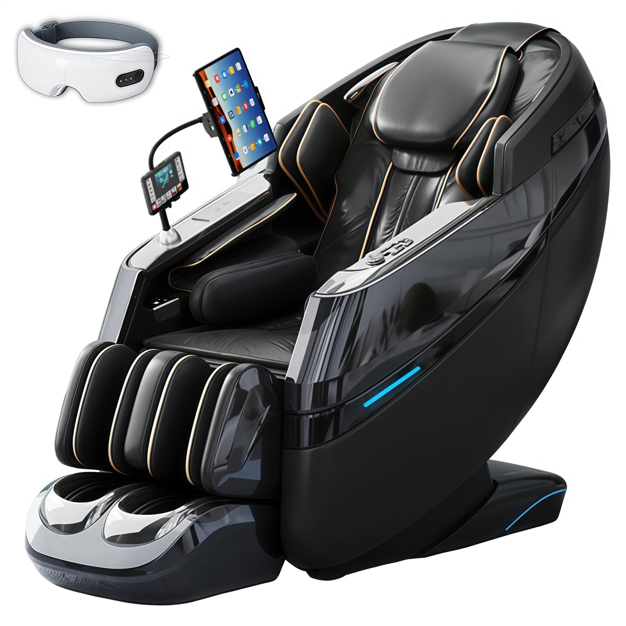 Sillón de Masaje de Cuerpo Completo con reposapiés, masajeador Compacto de acupresión para Uso doméstico y en la Oficina.(Noir)
