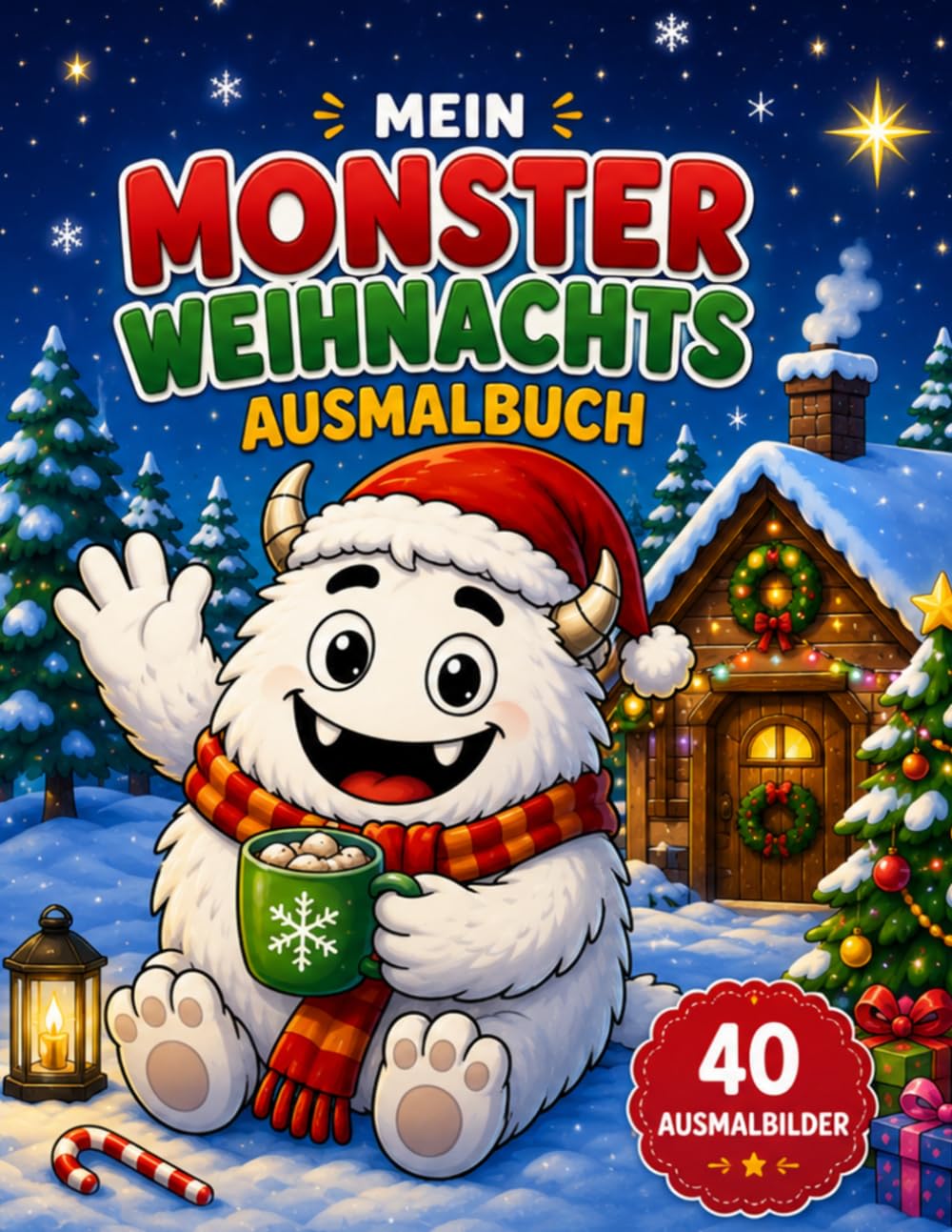 Süßes Monster Weihnachtsmalbuch: 40 liebevoll gestaltete Ausmalbilder für Kinder ab 3 Jahren – Große, einfache Motive mit dicken Linien